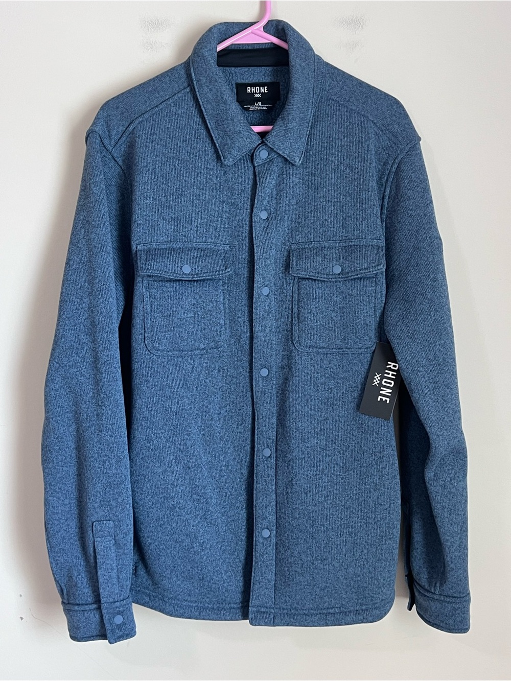 Rhone Men's Fleece Shacket Button Down Shirt Jacket Snap Pocket Mens Large NEW